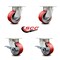 Service Caster 4 Inch Kingpinless Red Poly on Steel Wheel Swivel Caster Set with 2 Brakes SCC SCC-KP30S420-PUR-RS-2-SLB-2 - alternate 5